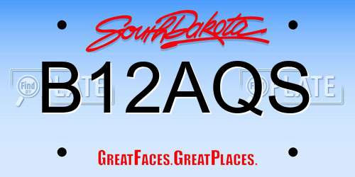 B12AQS South Dakota License Plate
