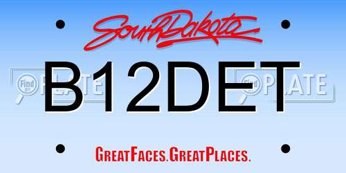 B12DET South Dakota License Plate