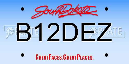 B12DEZ South Dakota License Plate