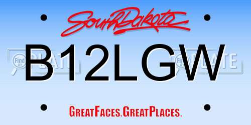 B12LGW South Dakota License Plate