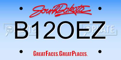 B12OEZ South Dakota License Plate