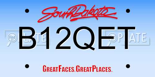 B12QET South Dakota License Plate