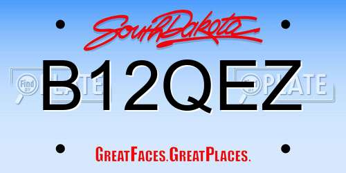 B12QEZ South Dakota License Plate