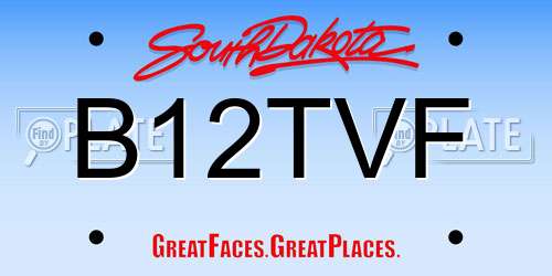 B12TVF South Dakota License Plate