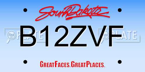 B12ZVF South Dakota License Plate