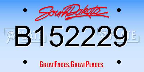 B152229 South Dakota License Plate