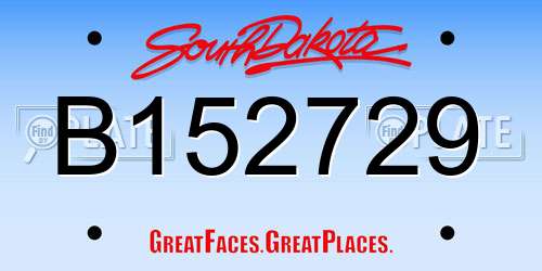 B152729 South Dakota License Plate