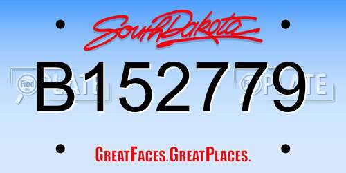 B152779 South Dakota License Plate