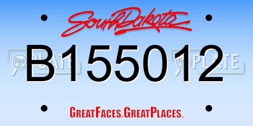 B155012 South Dakota License Plate