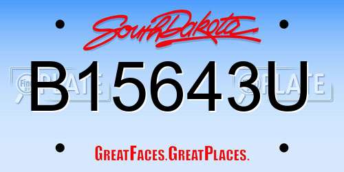B15643U South Dakota License Plate