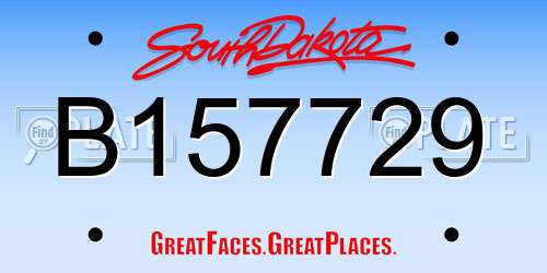 B157729 South Dakota License Plate