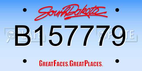B157779 South Dakota License Plate