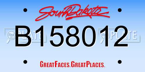 B158012 South Dakota License Plate