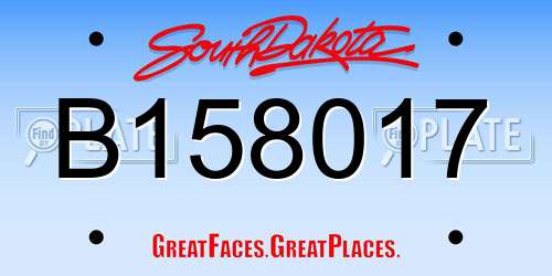 B158017 South Dakota License Plate
