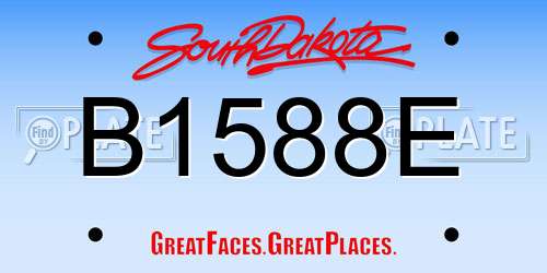 B1588E South Dakota License Plate