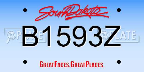 B1593Z South Dakota License Plate