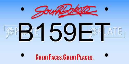 B159ET South Dakota License Plate