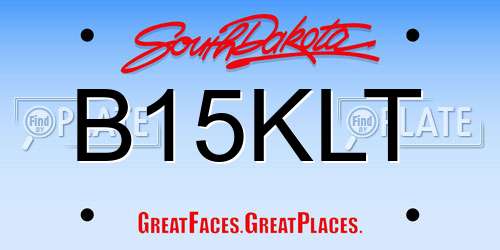B15KLT South Dakota License Plate