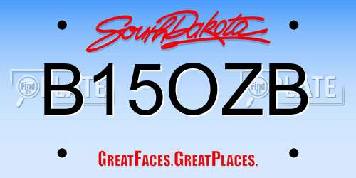 B15OZB South Dakota License Plate