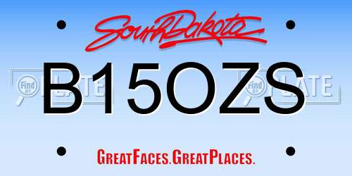B15OZS South Dakota License Plate
