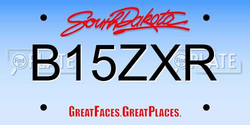B15ZXR South Dakota License Plate
