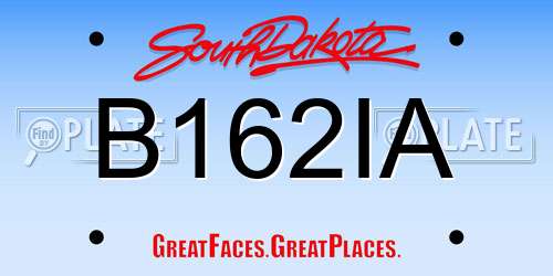 B162IA South Dakota License Plate