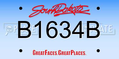 B1634B South Dakota License Plate