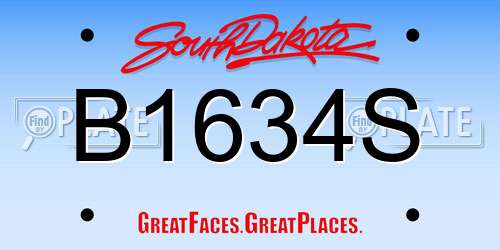 B1634S South Dakota License Plate