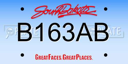 B163AB South Dakota License Plate