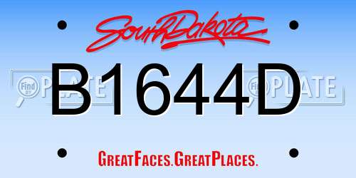 B1644D South Dakota License Plate