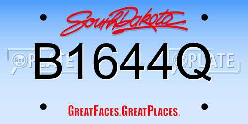 B1644Q South Dakota License Plate