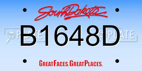 B1648D South Dakota License Plate