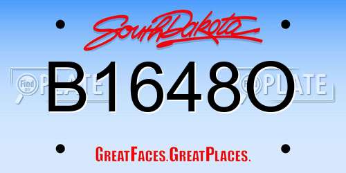 B1648O South Dakota License Plate