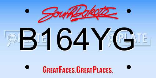B164YG South Dakota License Plate