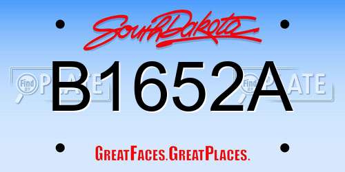 B1652A South Dakota License Plate