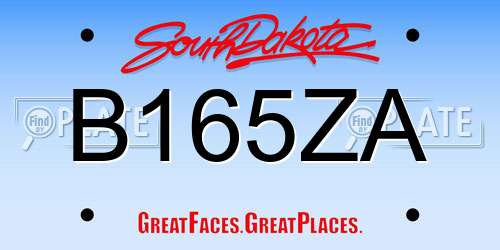 B165ZA South Dakota License Plate