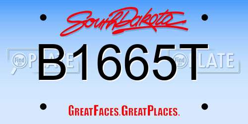 B1665T South Dakota License Plate