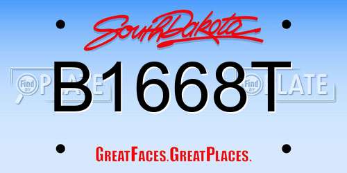 B1668T South Dakota License Plate