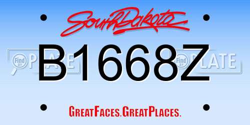 B1668Z South Dakota License Plate