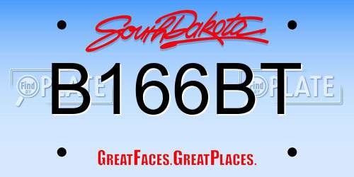 B166BT South Dakota License Plate