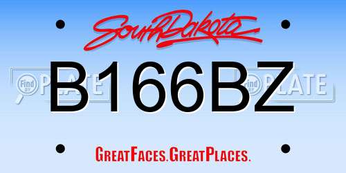 B166BZ South Dakota License Plate