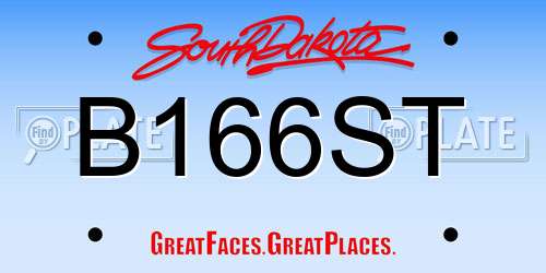 B166ST South Dakota License Plate