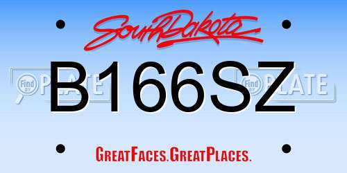 B166SZ South Dakota License Plate