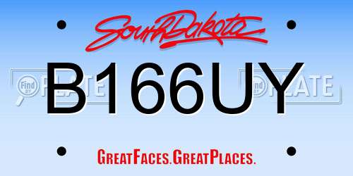 B166UY South Dakota License Plate