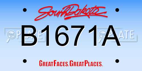 B1671A South Dakota License Plate