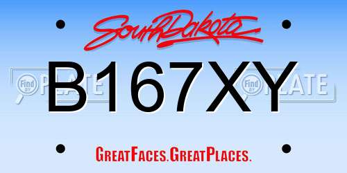 B167XY South Dakota License Plate