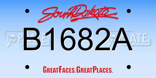 B1682A South Dakota License Plate