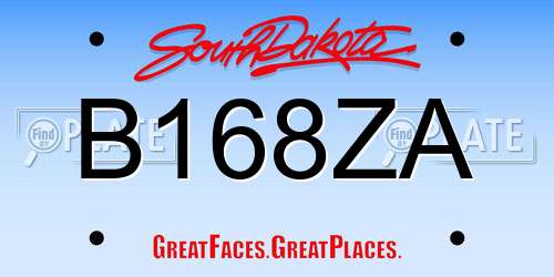 B168ZA South Dakota License Plate