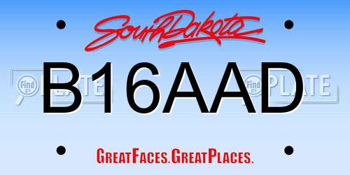 B16AAD South Dakota License Plate