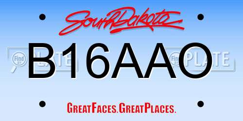 B16AAO South Dakota License Plate